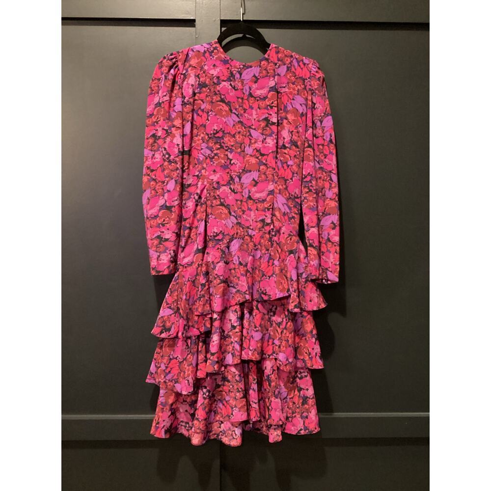 Elegant Pink Floral Long Sleeve Dress